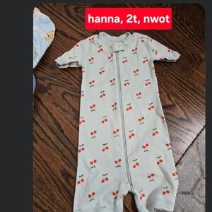 Hanna Andersson Short Sleeve Romper with Red Cherry Print